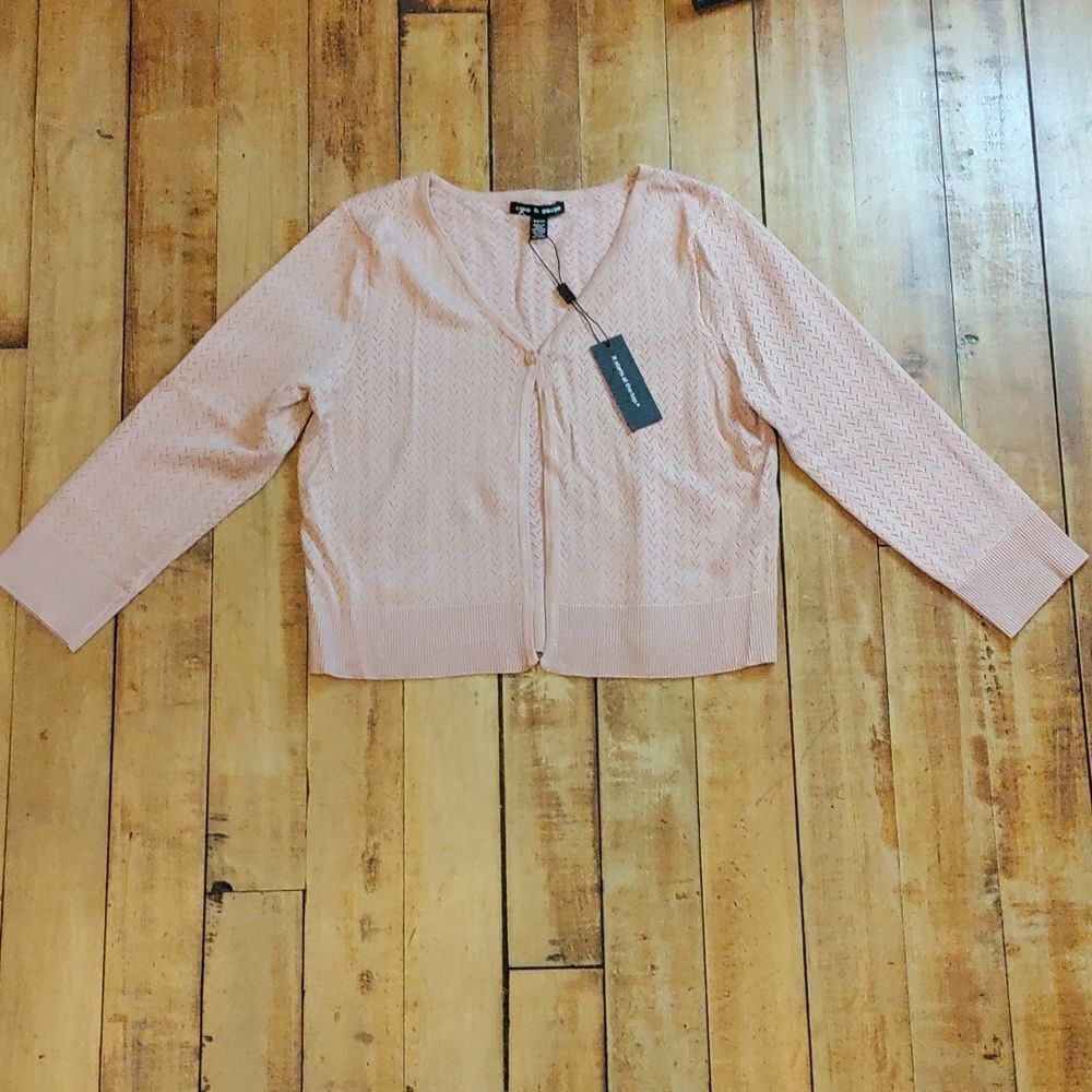 Cable & Gauge Sweater Small Blush Pink New Cardigan Neutral Boho Easter Spring